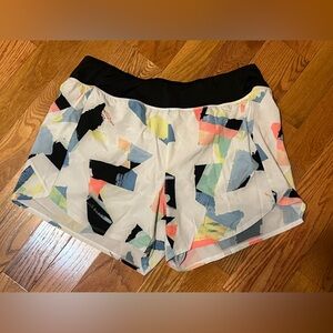 ZELOS Women's Abstract Print Shorts - Black and Multicolor
